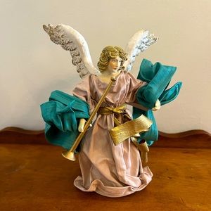 Vtg Folk Art Paper Mache Christmas Angel Tree Topper Ornament Figurine Doll 8,5"